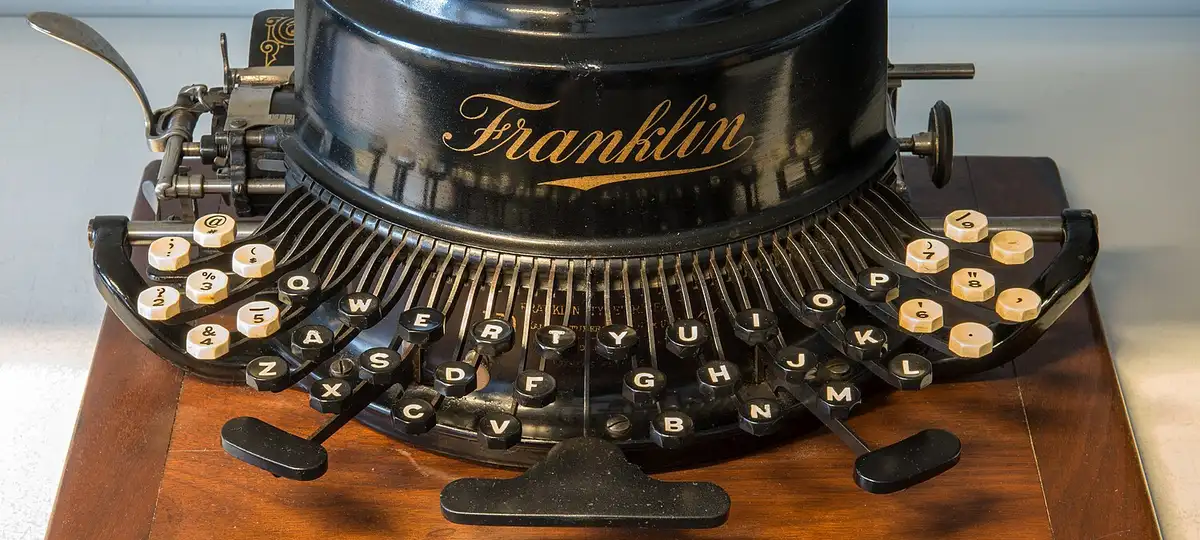 US-american typewriter FRANKLIN with round keyboard one of the first typewriter with key "@"! Model Nr. 7 Masch-Nr. 9372 from 1893
