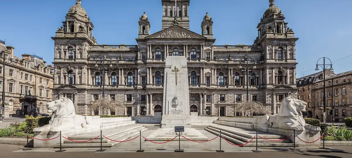 Here is a photograph taken from outside Glasgow City Chambers. Located in Glasgow, Scotland, UK.