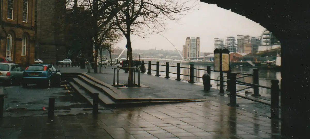 Newcastle upon Tyne quayside under the Tyne Bridge
